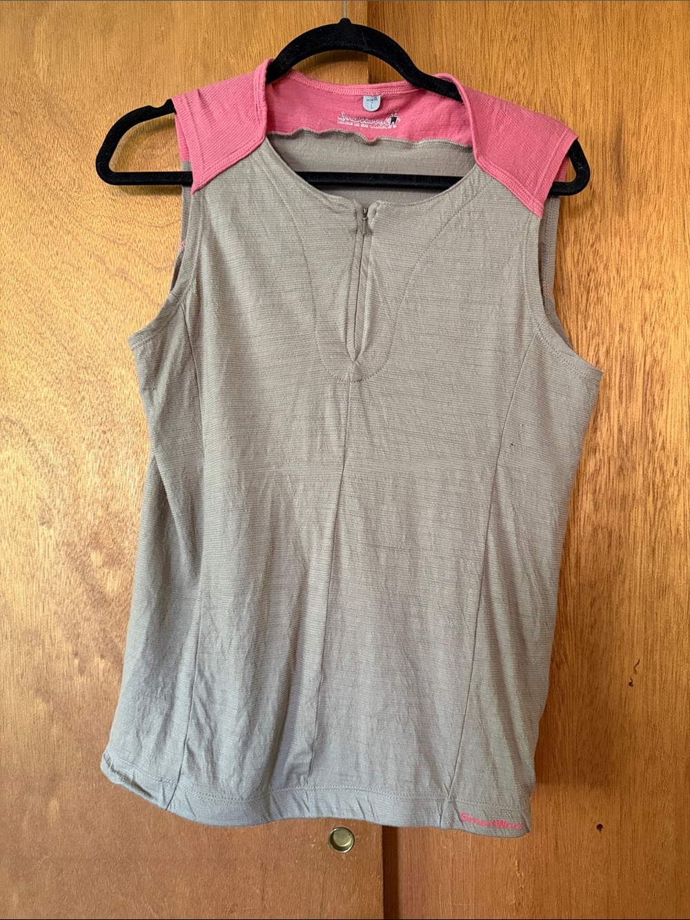 Smartwool Sleeveless Two-Tone Women's Cycling Tank Top - Pink & Taupe, Size L